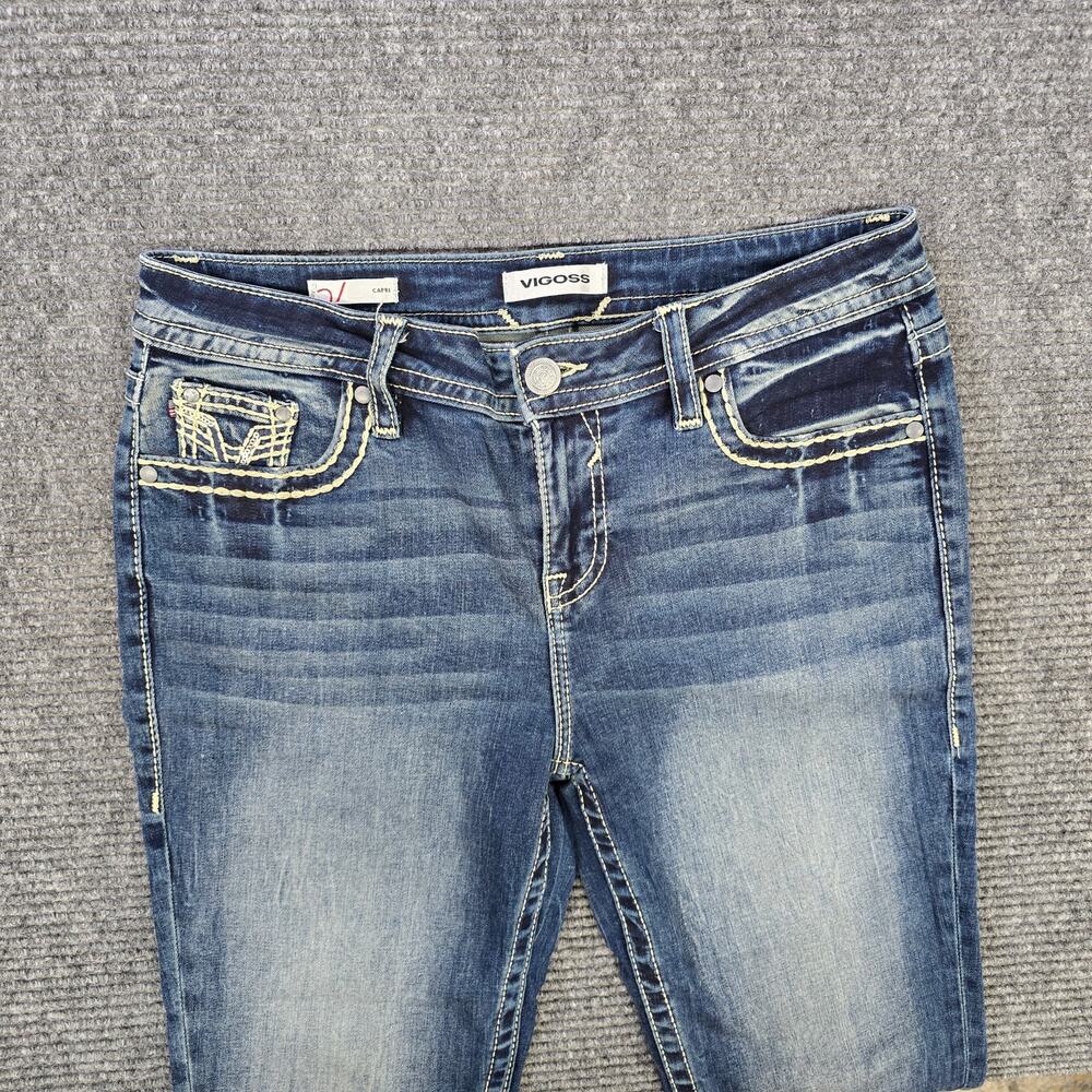 Vigoss Capri Womens 8 Blue Distressed Flap Pocket Stretch - Picture 5 of 9